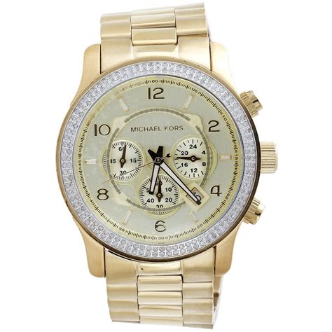 michael kors gold diamonds männer|Michael Kors leather watch.